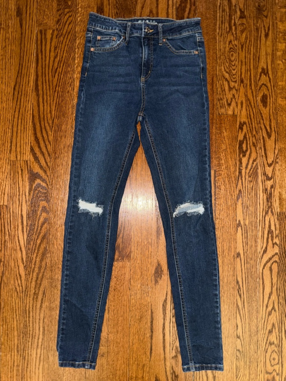 wild fable Dark Blue High-Rise Distressed Skinny Jeans